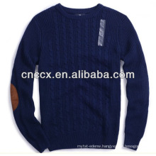 13STC5854 top selling cable-knit pullover elbow patched sweater